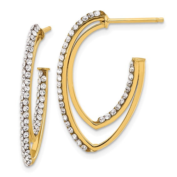 Leslie's 14K Polished Swarovski Crystals J-Hoop Post Earrings