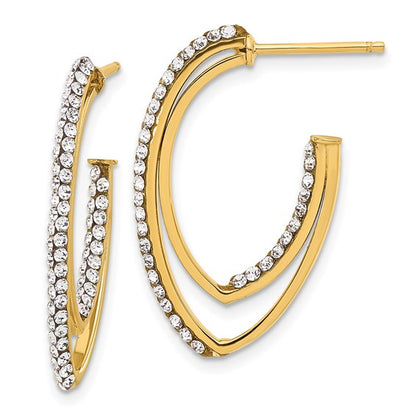 Leslie's 14K Polished Swarovski Crystals J-Hoop Post Earrings