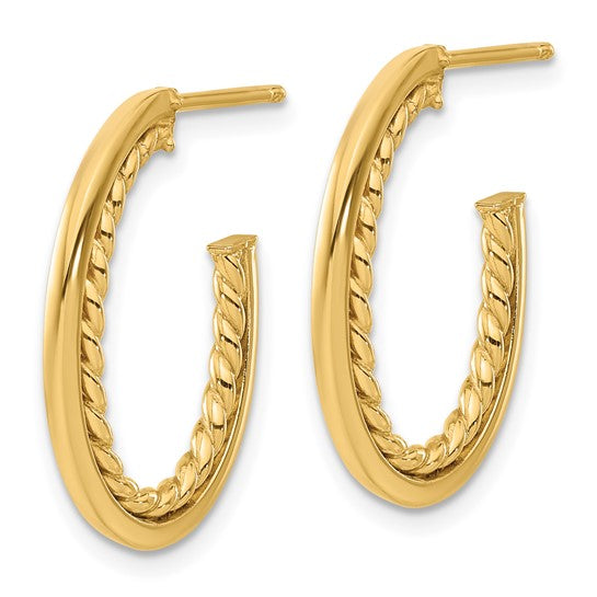 Leslie's 14K Polished and Twist J-Hoop Post Earrings