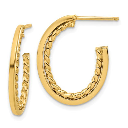 Leslie's 14K Polished and Twist J-Hoop Post Earrings