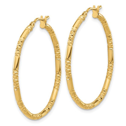 Leslie's 14K Polished and Textured Hoop Earrings