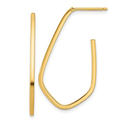 Leslie's 14K Polished Geometric Shaped J-Hoop Post Earrings