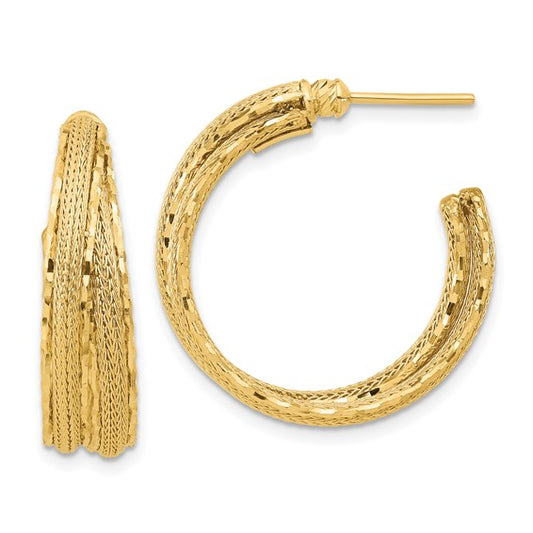 Leslie's 14K Diamond-cut and Textured Post Hoop Earrings