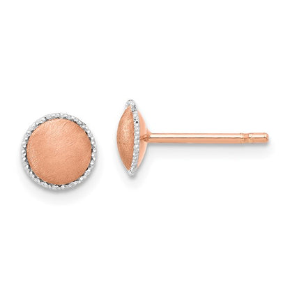 Leslie's 14K Rose Gold with White Gold Accent Brushed Post Earrings