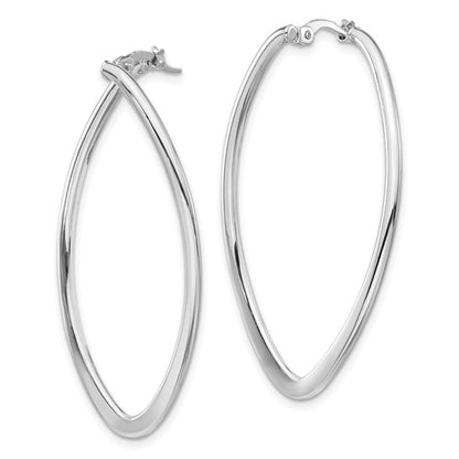 Leslie's 14K White Gold Polished Oval Hoop Earrings