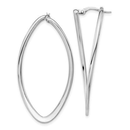 Leslie's 14K White Gold Polished Oval Hoop Earrings