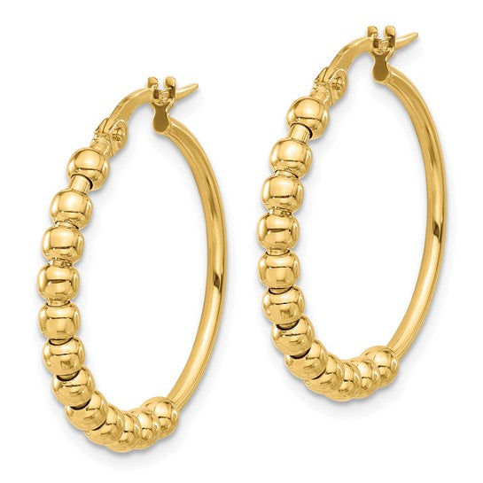 Leslie's 14K Polished Beaded Hoop Earrings