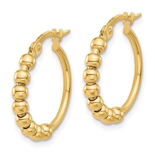 Leslie's 14K Polished Beaded Hoop Earrings