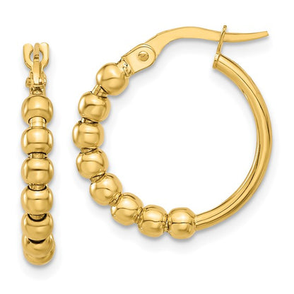 Leslie's 14K Polished Beaded Hoop Earrings