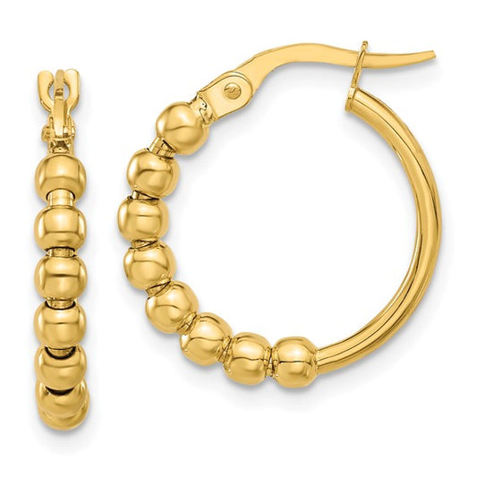 Leslie's 14K Polished Beaded Hoop Earrings