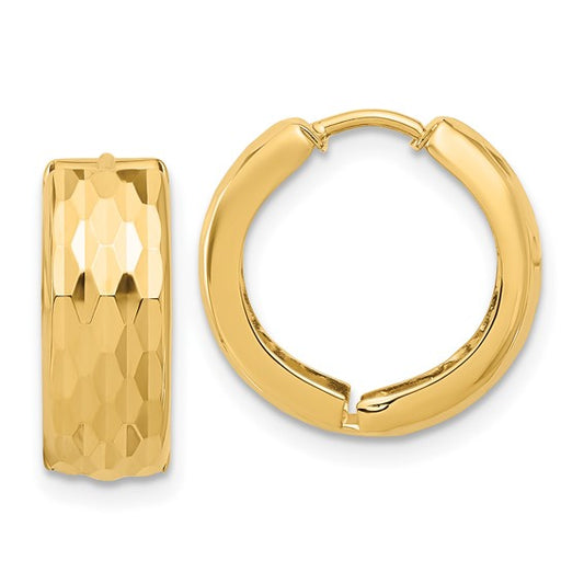 Leslie's 14K Diamond-Cut Hinged Huggie Earrings