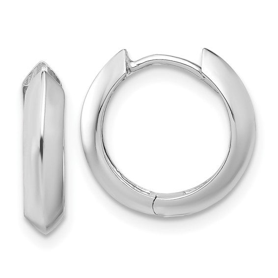 Leslie's 14K White Gold Polished Hinged Huggie Earrings