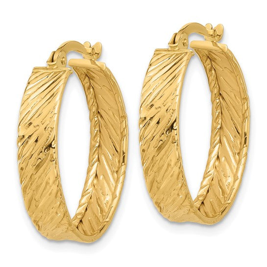 Leslie's 14K Polished and Textured Round Hoop Earrings