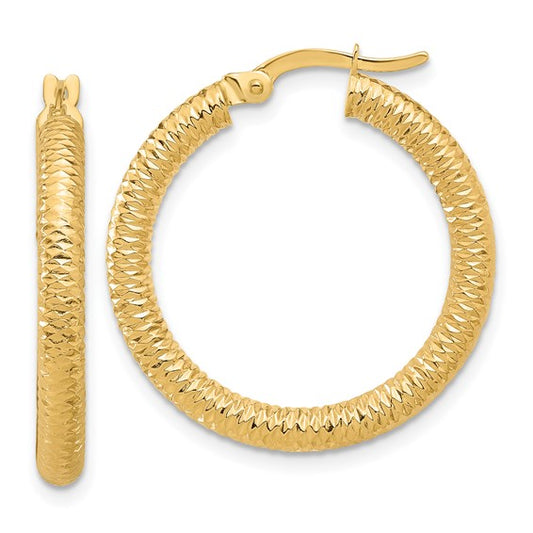 Leslie's 14K Diamond-Cut Round Hoop Earrings