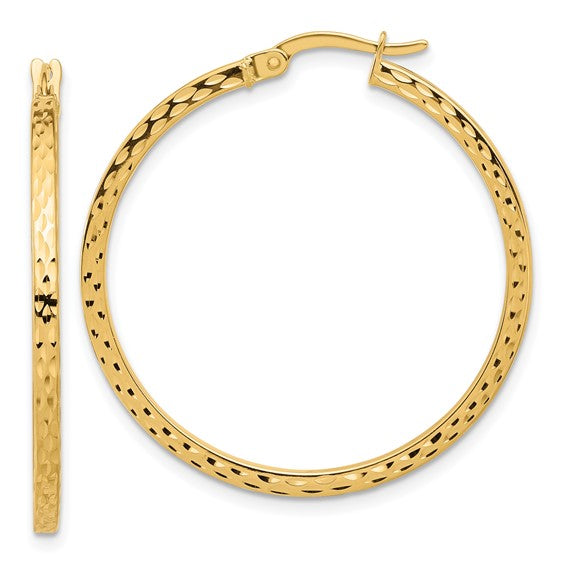 Leslie's 14K Diamond-cut Hoop Earrings