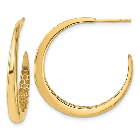 Leslie's 14K Polished J-Hoop Post Earrings