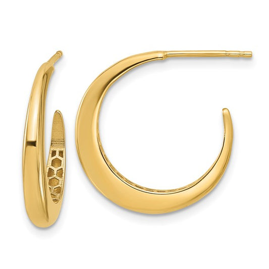 Leslie's 14K Polished J-Hoop Post Earrings