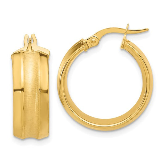 Leslie's 14K Polished and Brushed Hoop Earrings