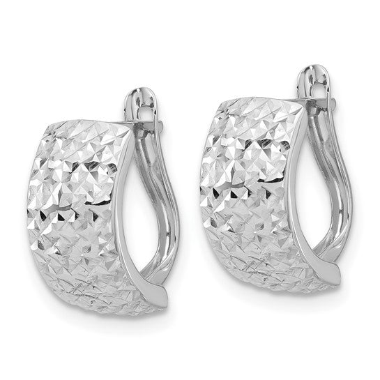 Leslie's 14K White Gold Polished and Diamond-cut Omega Back Earrings