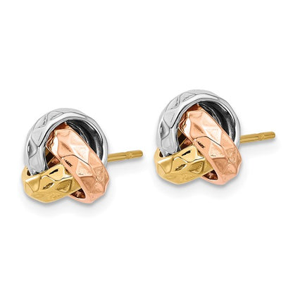 Leslie's 14K Tri-color Polished and Textured Love Knot Post Earrings
