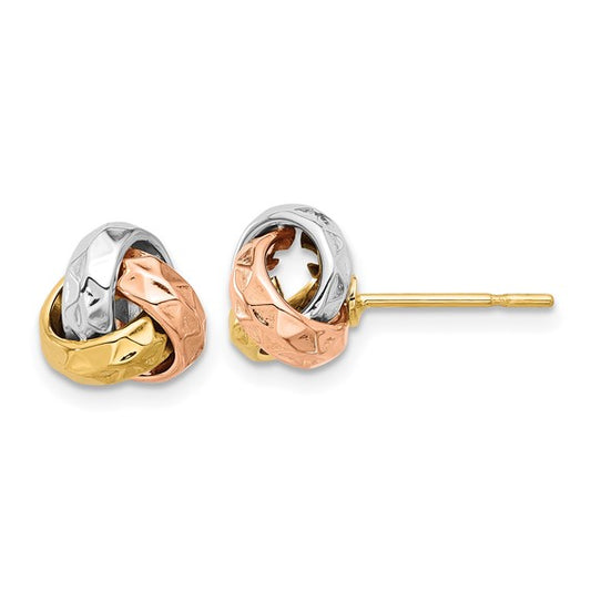 Leslie's 14K Tri-color Polished and Textured Love Knot Post Earrings