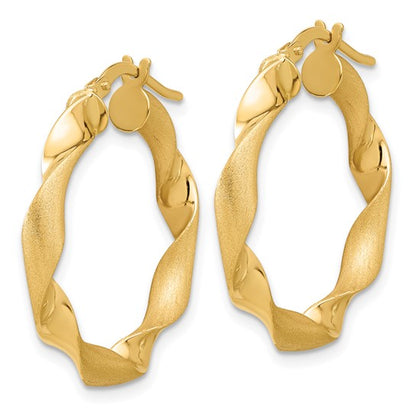 Leslie's 14K Polished and Brushed Twisted Hoop Earrings