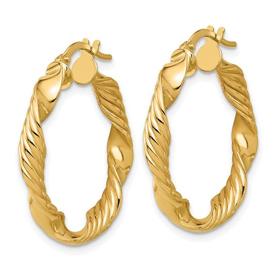 Leslie's 14K Polished and Textured Round Hoops