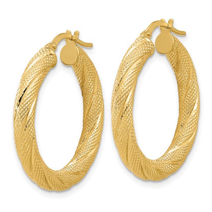 Leslie's 14K Polished and Textured Round Hoops