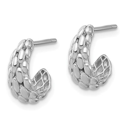 Leslie's 14K White Gold Satin J-Hoop Earrings