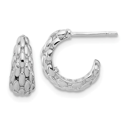 Leslie's 14K White Gold Satin J-Hoop Earrings