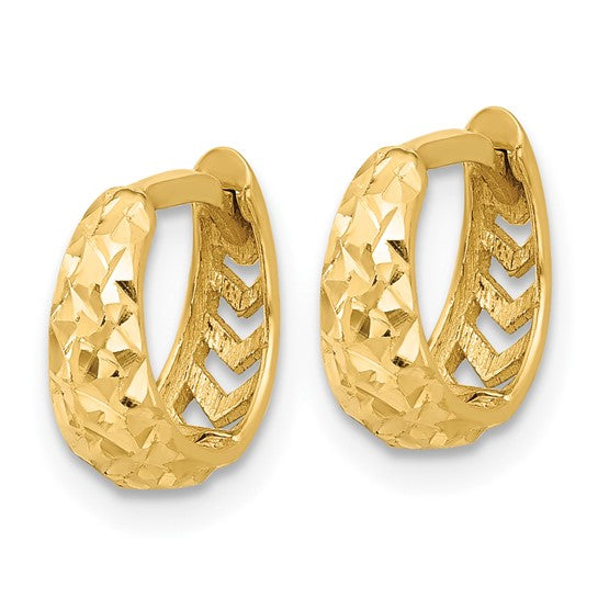 Leslie's 14K Polished and Diamond-cut Huggie Hoop Earrings