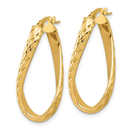 Leslie's 14K Polished and Diamond-cut Twist Hoop Earrings