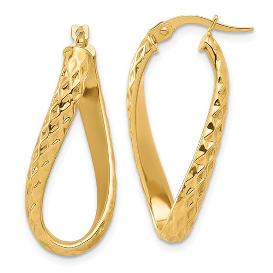 Leslie's 14K Polished and Diamond-cut Twist Hoop Earrings