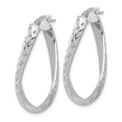 Leslie's 14K White Gold Polished and Diamond-cut Twist Hoop Earrings