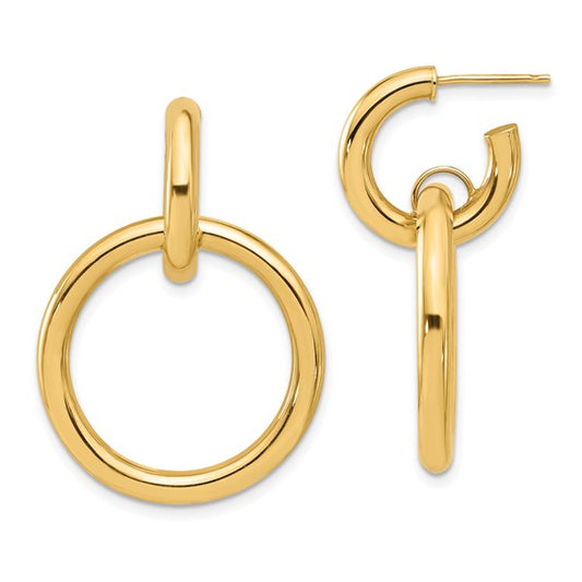 Leslie's 14K Polished Circle Dangle Hoop Post Earrings