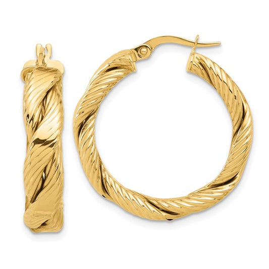 Leslie's 14K Polished and Textured Braided Hoop Earrings