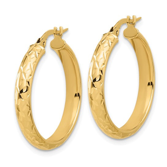 Leslie's 14K Polished and Diamond-cut Round Hoop Earrings