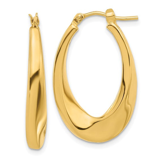 Leslie's 14K Polished Hollow Oval Twist Hoop Earrings