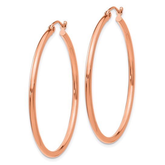 Leslie's 14k Rose Gold Polished 2x40mm Polished Hoop Earrings