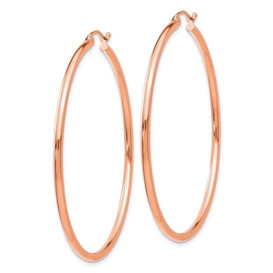 Leslie's 14k Rose Gold Polished 2x50mm Polished Hoop Earrings