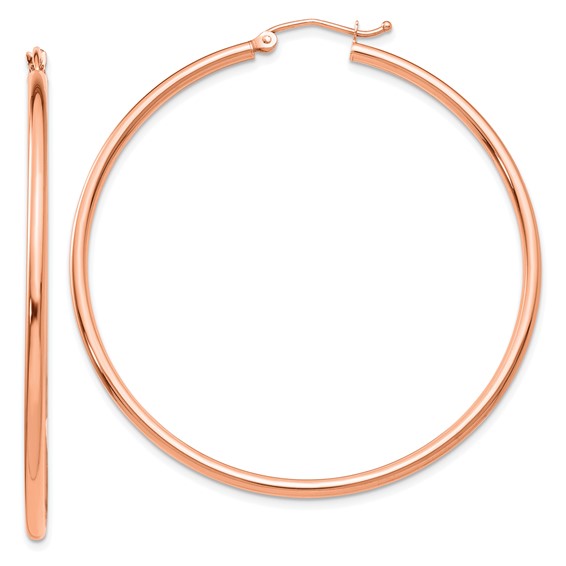 Leslie's 14k Rose Gold Polished 2x50mm Polished Hoop Earrings