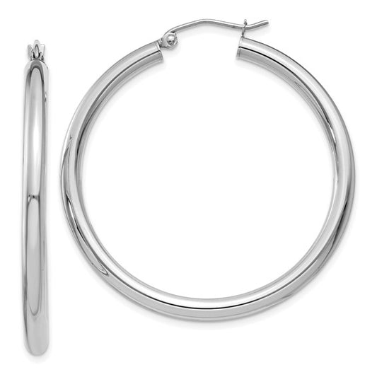 Leslie's 14k White Gold Polished 3mm Polished Hoop Earrings