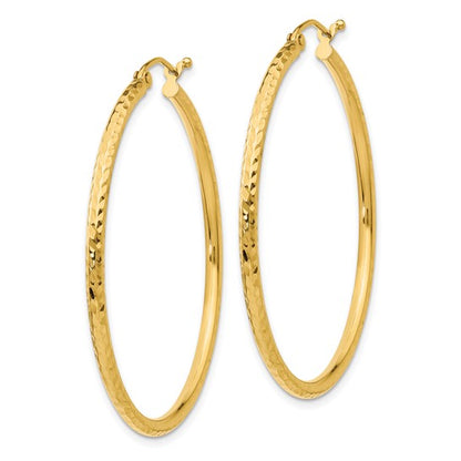 Leslie's 14k Diamond-cut 2mm Round Tube Hoop Earrings