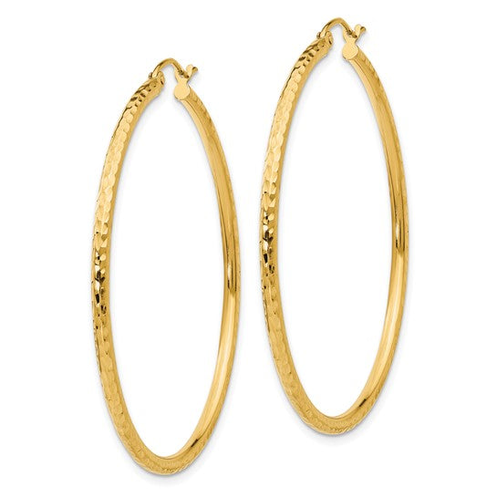 Leslie's 14k Diamond-cut 2mm Round Tube Hoop Earrings