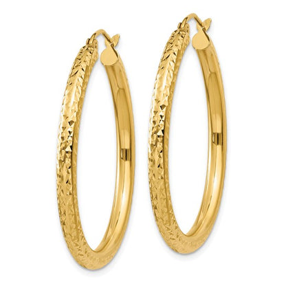 Leslie's 14k Diamond-cut 3mm Round Hoop Earrings