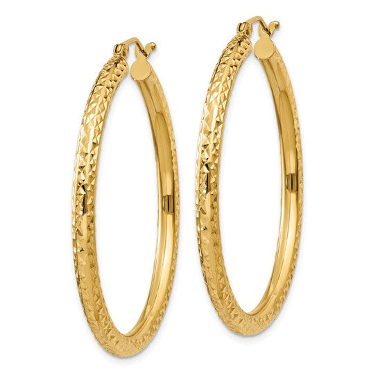 Leslie's 14k Diamond-cut 3mm Round Hoop Earrings