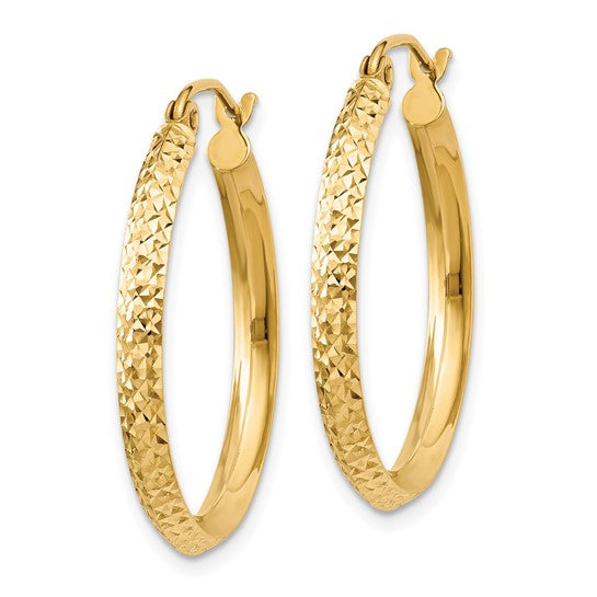 Leslie's 14k Knife Edge D/C 2.5x25mm Hollow Hoop Earrings