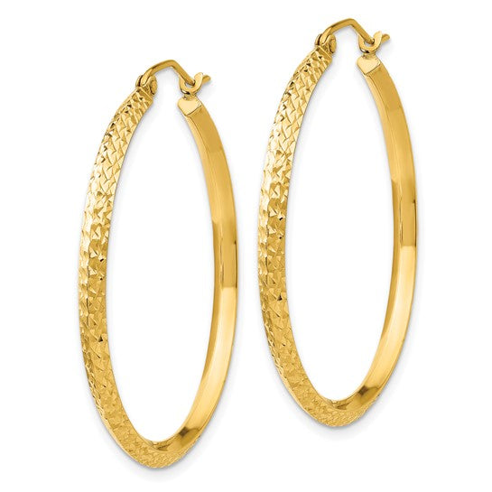 Leslie's 14k Knife Edge D/C Hollow 2.5x35mm Hoop Earrings