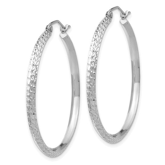 Leslie's 14k White Gold Knife Edge D/C 2.5x35mm Hoop Earrings