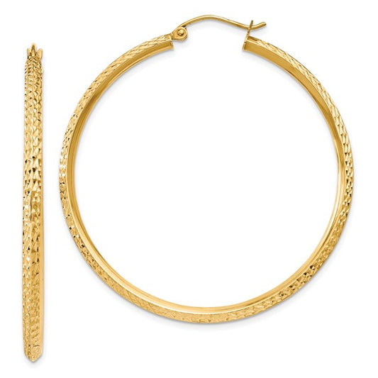 Leslie's 14k Knife Edge D/C Hollow Hoop Earrings